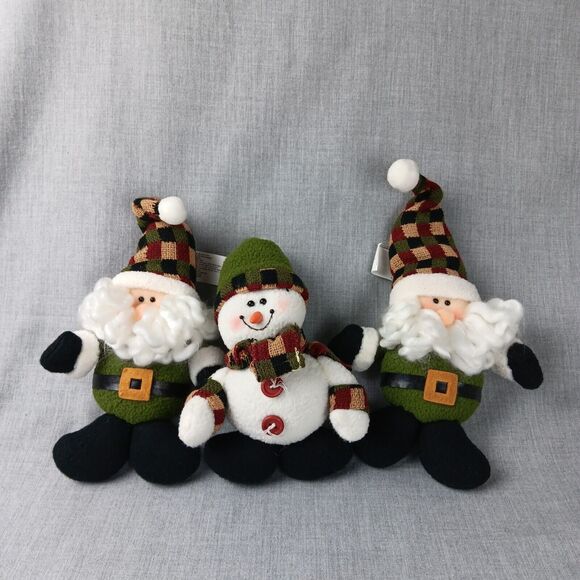 Mountain View Christmas Ornaments Decor Rustic Country Stuffed Santa Snowman - Picture 10 of 10